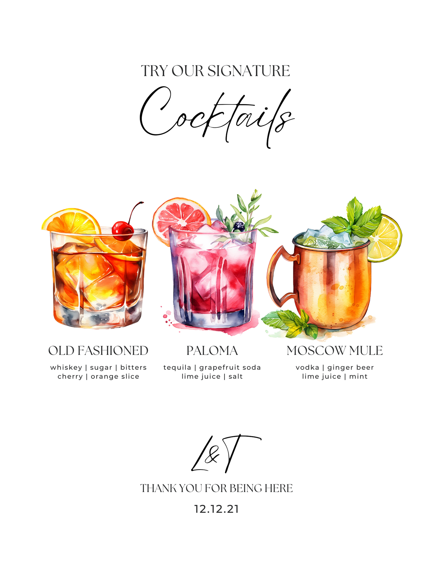 Signature Cocktails Sign